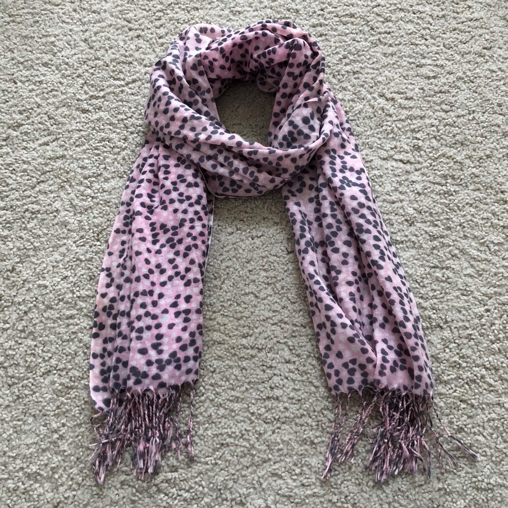 Pink fringe scarf